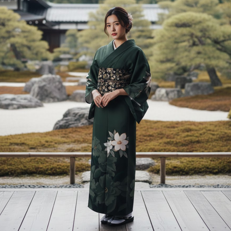 Yukata femme vert