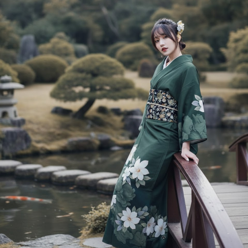 Yukata femme vert