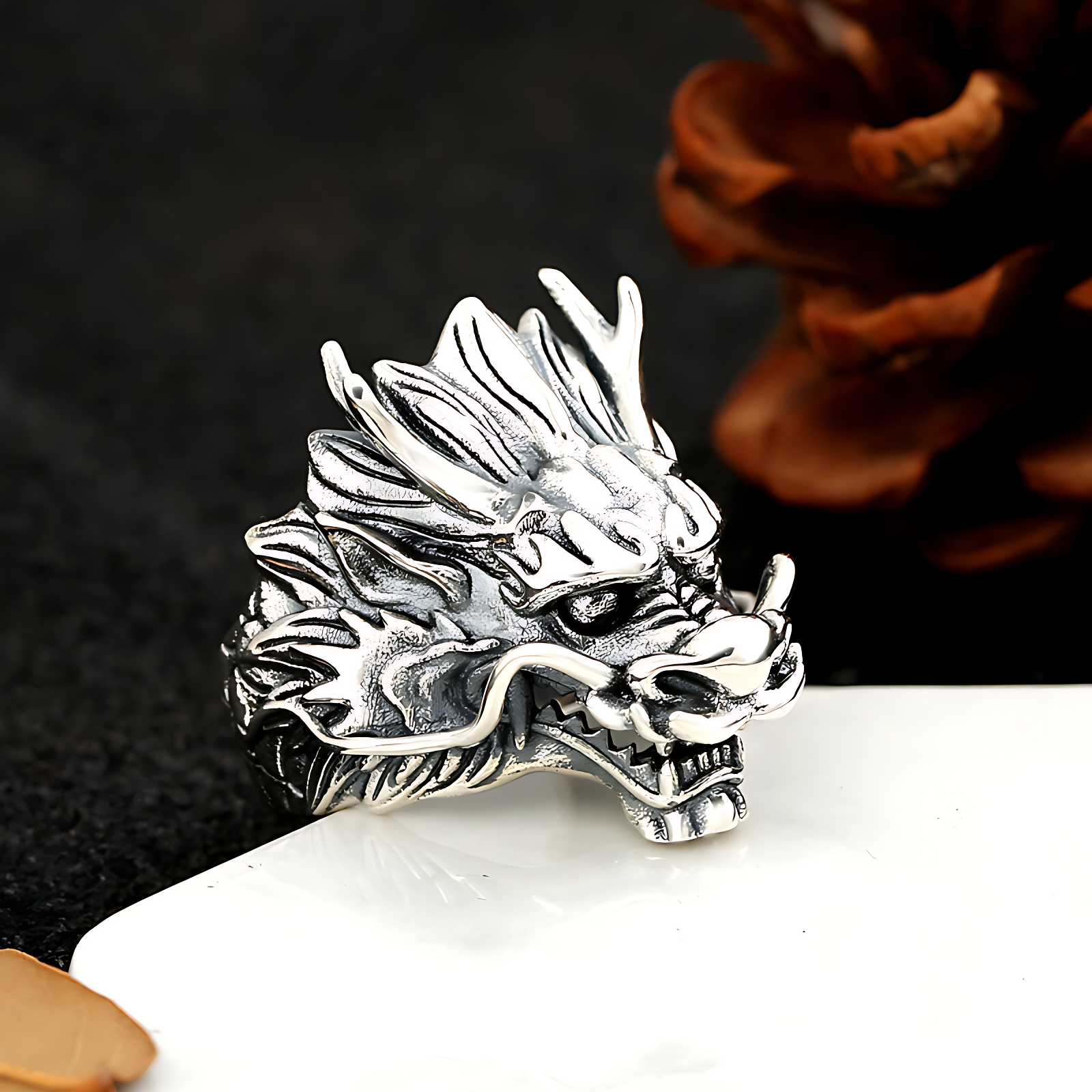 Bague Tête de Dragon - Redimensionnable