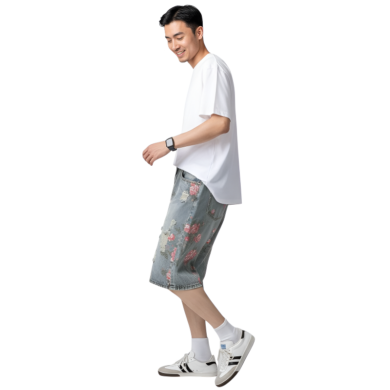 Short streetwear homme fleur