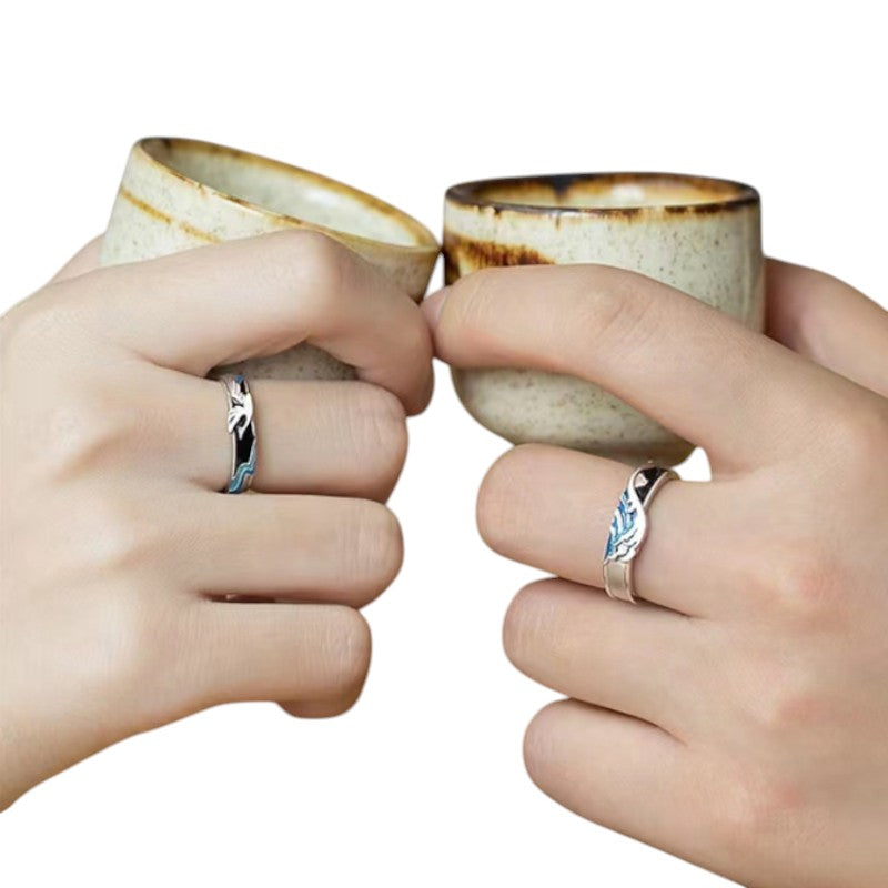 Bague homme vague japonaise