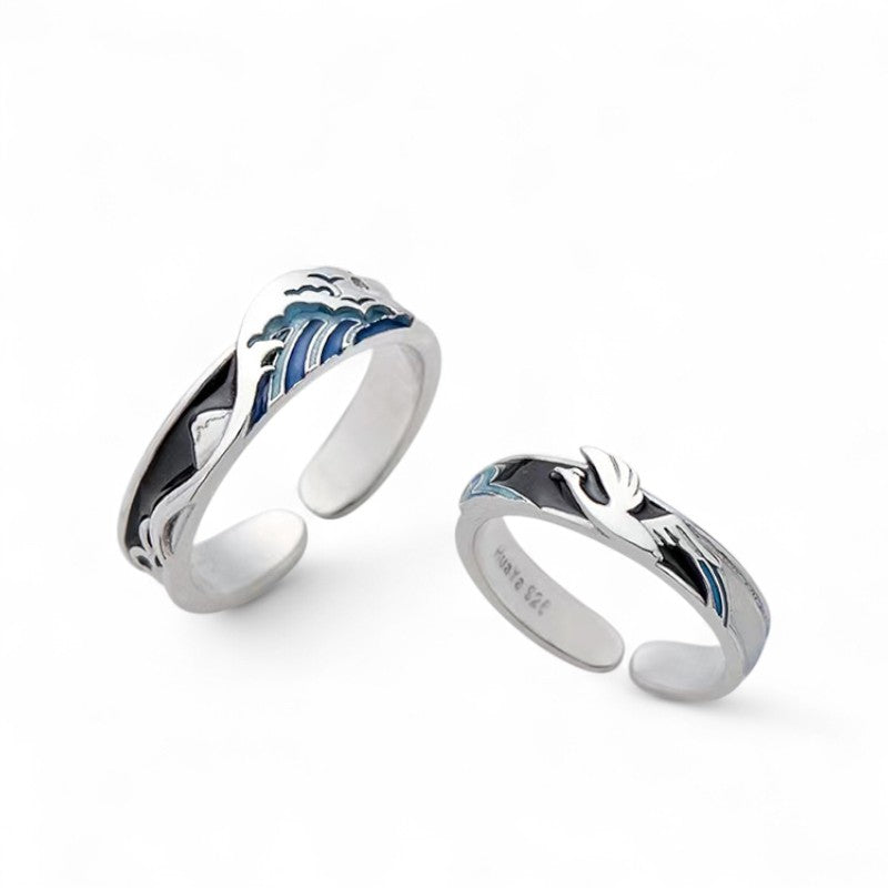 Bague homme vague japonaise