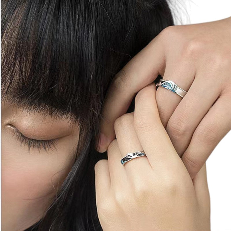 Bague homme vague japonaise