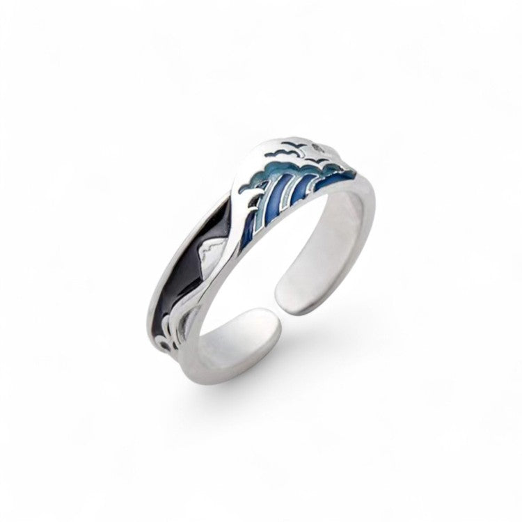 Bague homme vague japonaise