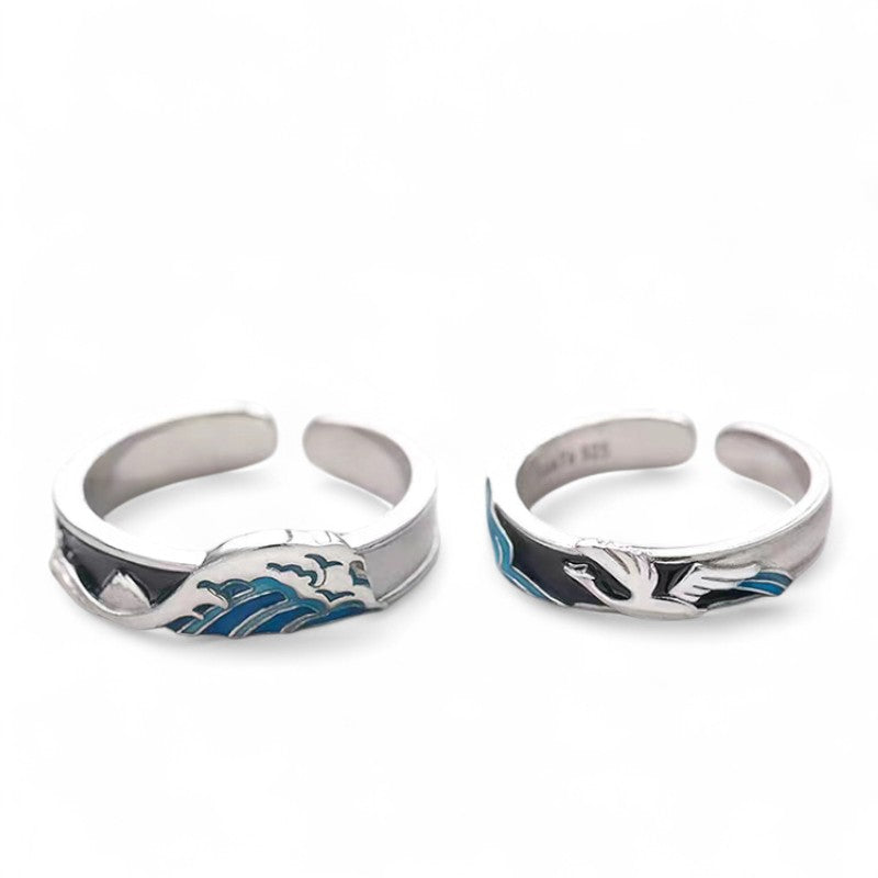 Bague homme vague japonaise