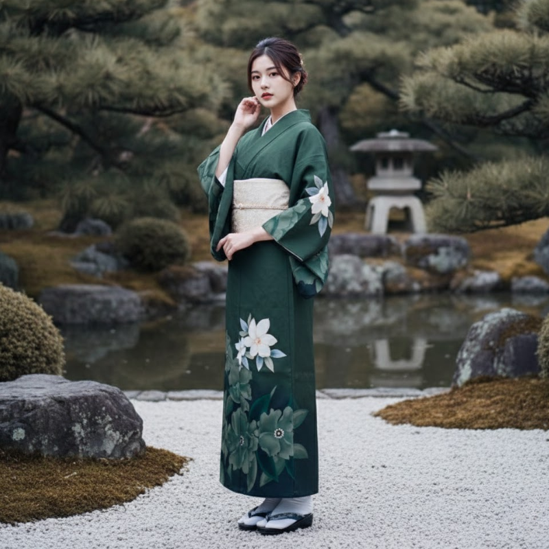 Yukata femme vert
