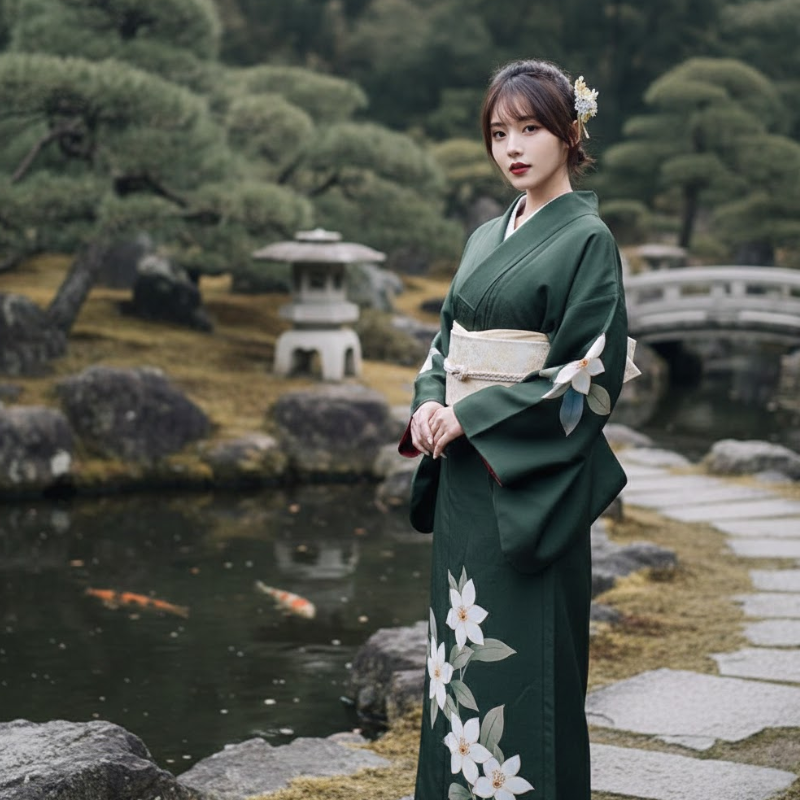 Yukata femme vert