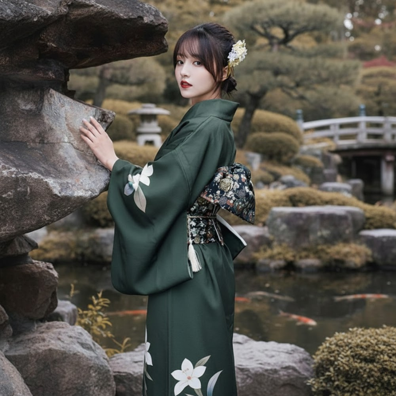 Yukata femme vert