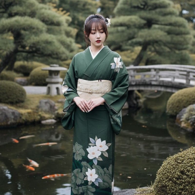 Yukata femme vert