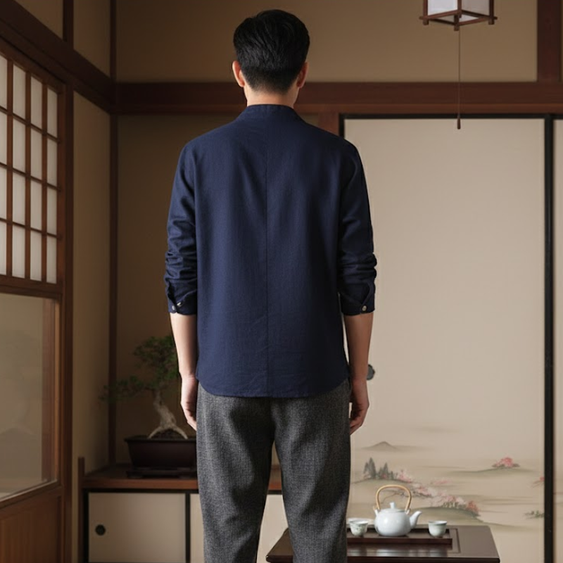 Chemise japonaise bleu marine