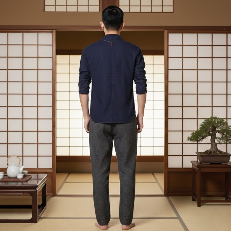 Chemise japonaise bleu marine