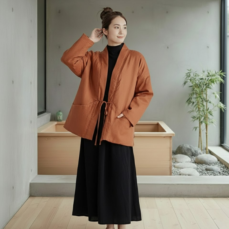 Manteau court manches kimono