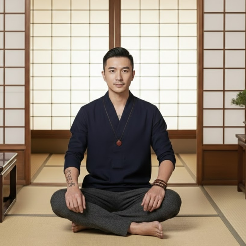 Chemise japonaise bleu marine