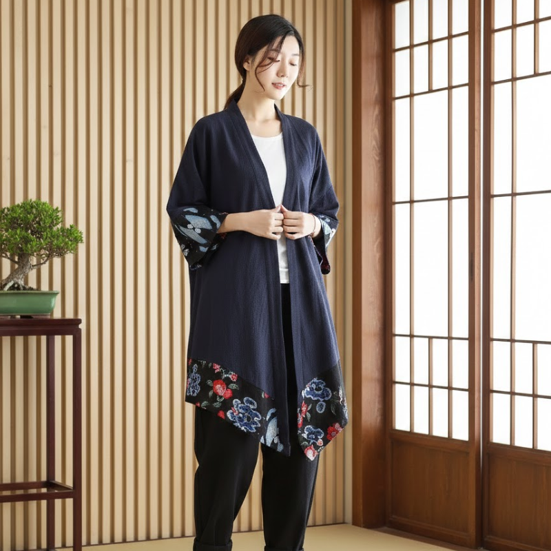 Manteau ete long style kimono