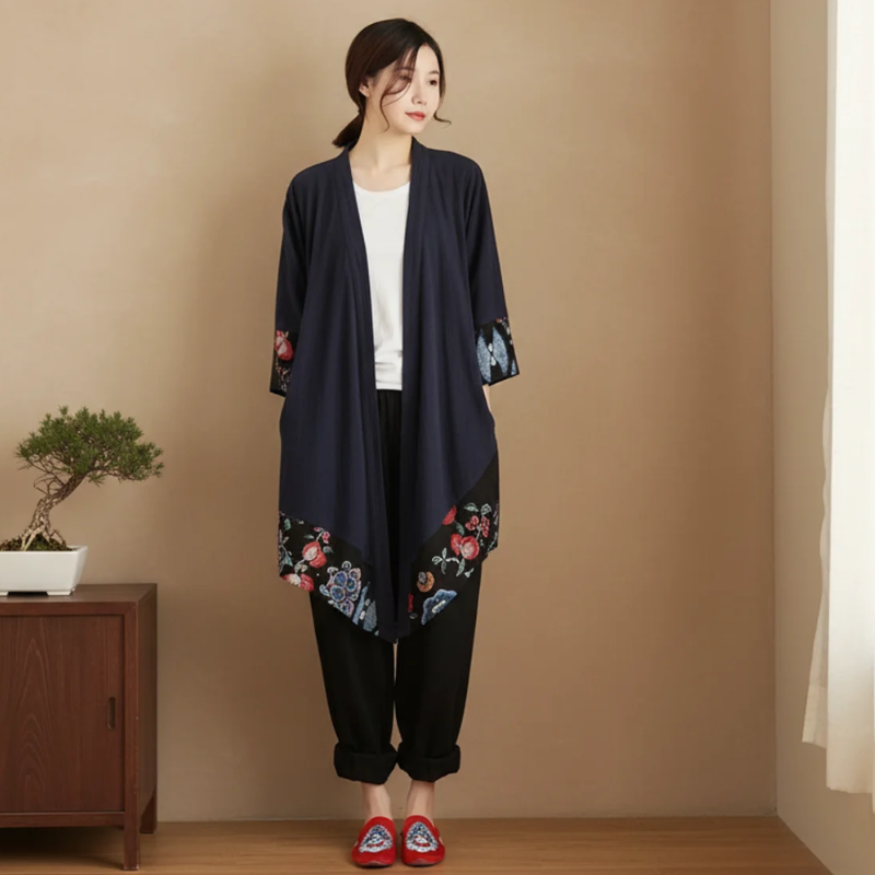 Manteau ete long style kimono