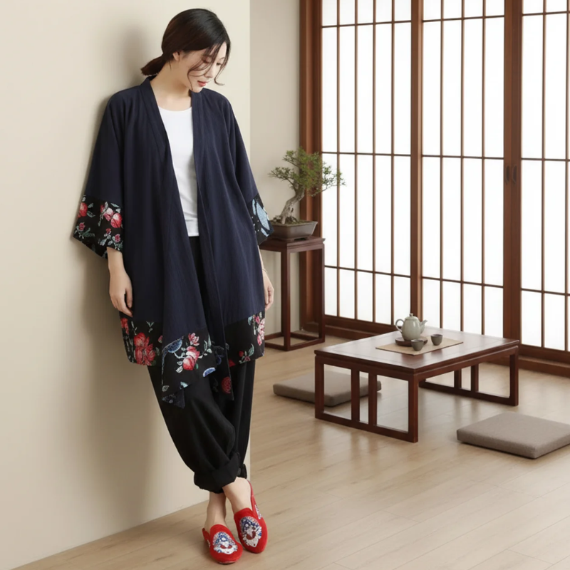 Manteau ete long style kimono
