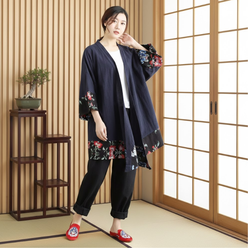 Manteau ete long style kimono