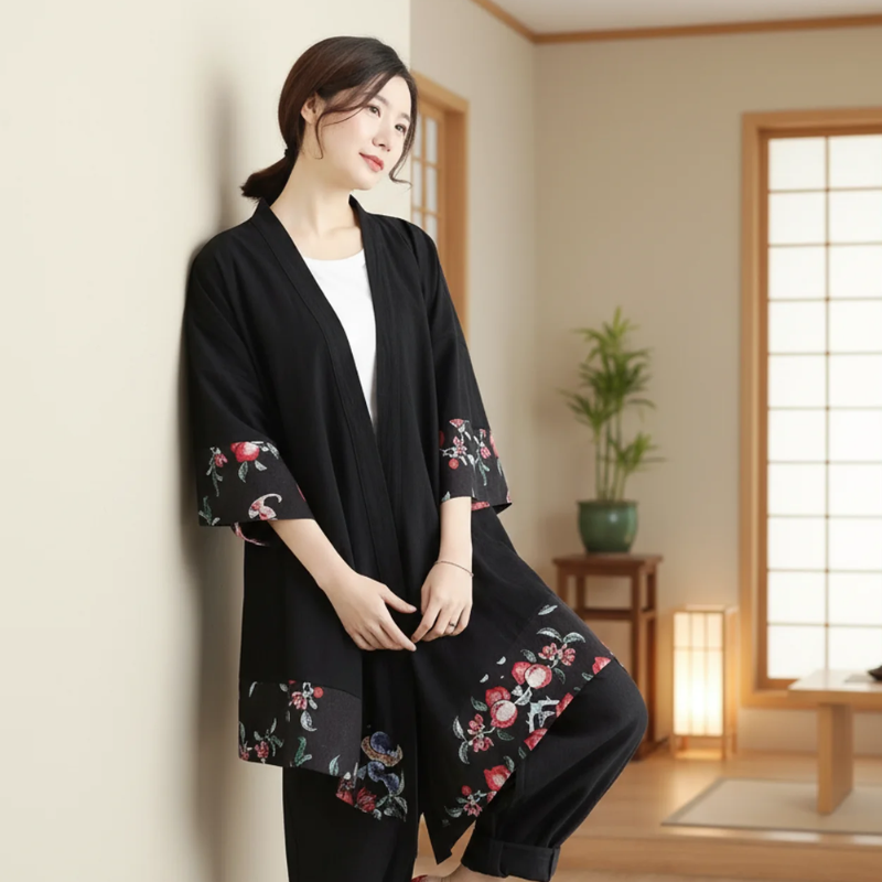 Manteau ete long style kimono