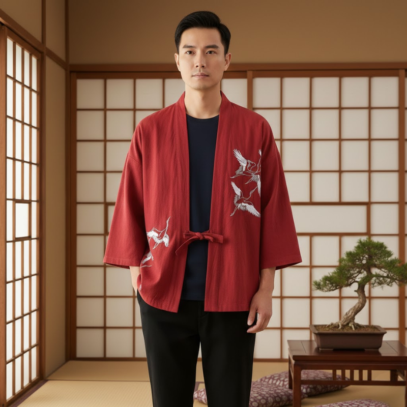 Haori à motif pour homme