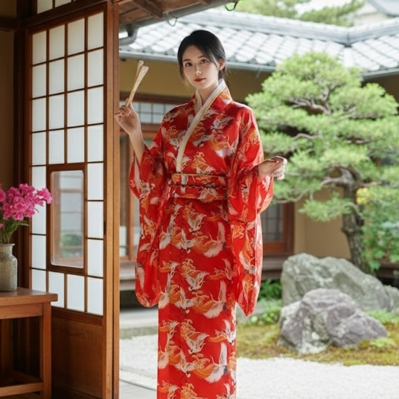 Yukata femme rouge
