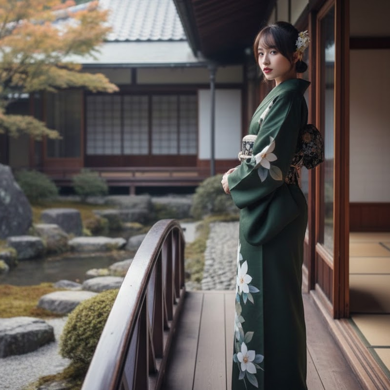 Yukata femme vert