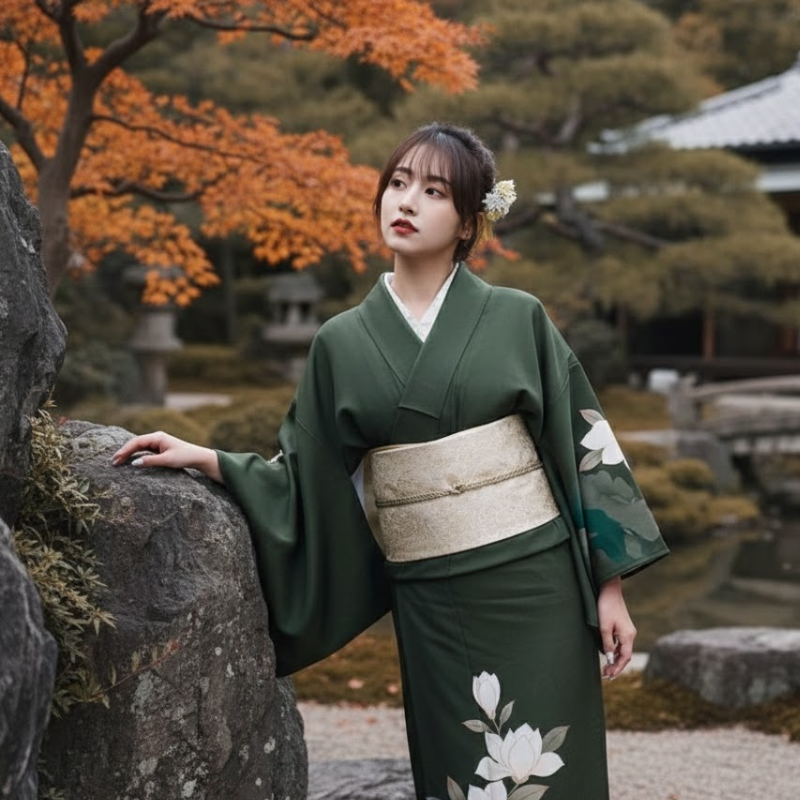 Yukata femme vert