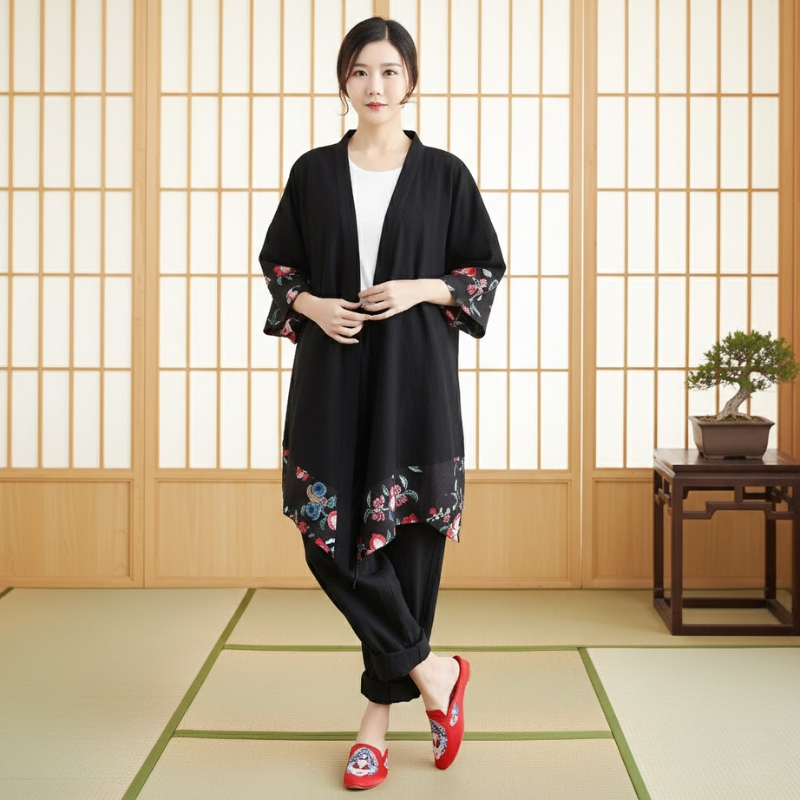 Manteau ete long style kimono