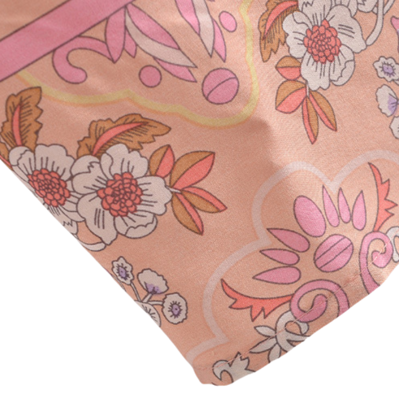 Kimono femme mi-long fleur rose