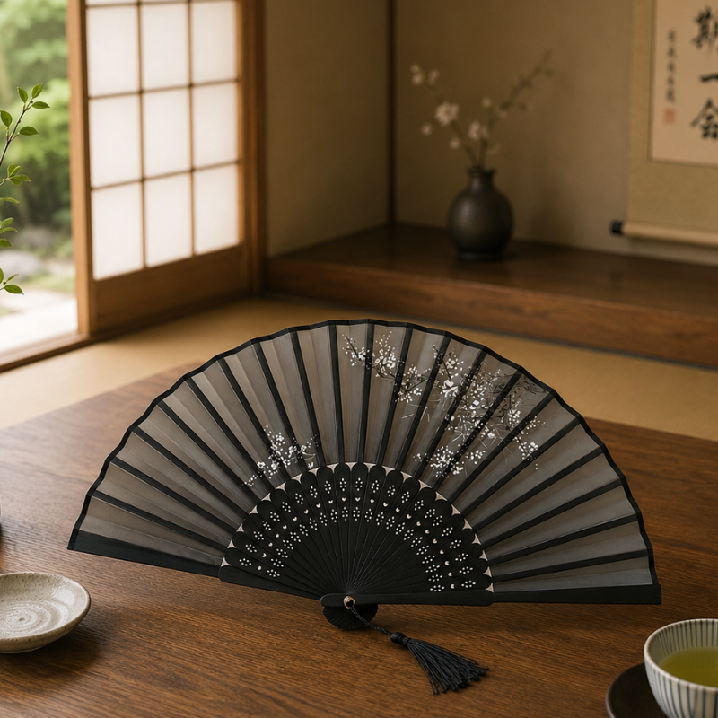 Éventail japonais bambou