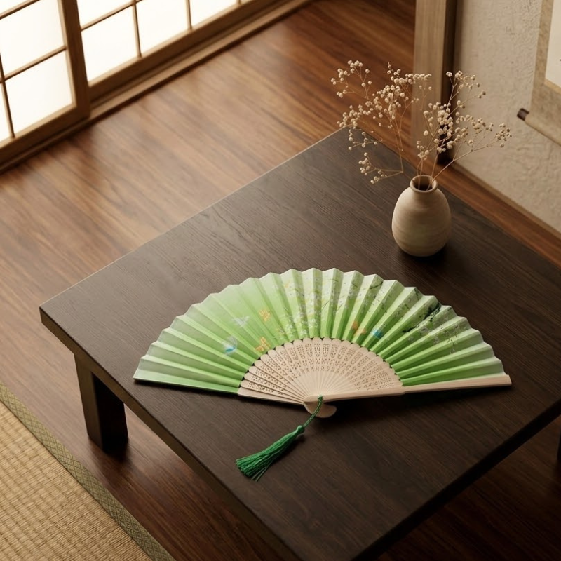 Éventail japonais bambou
