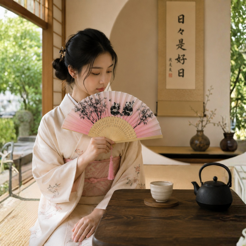 Éventail japonais bambou