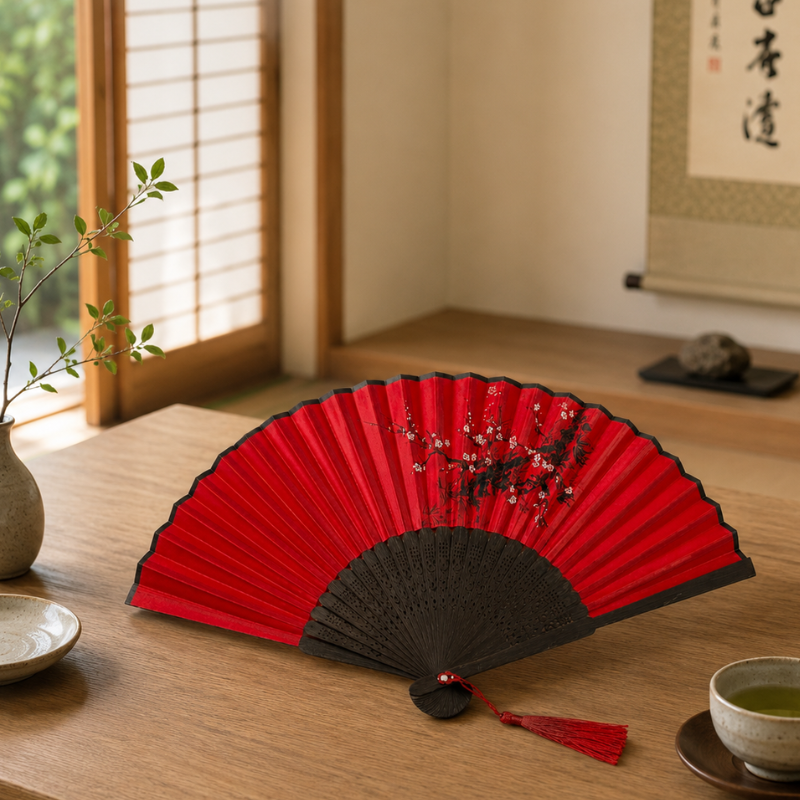 Éventail japonais bambou