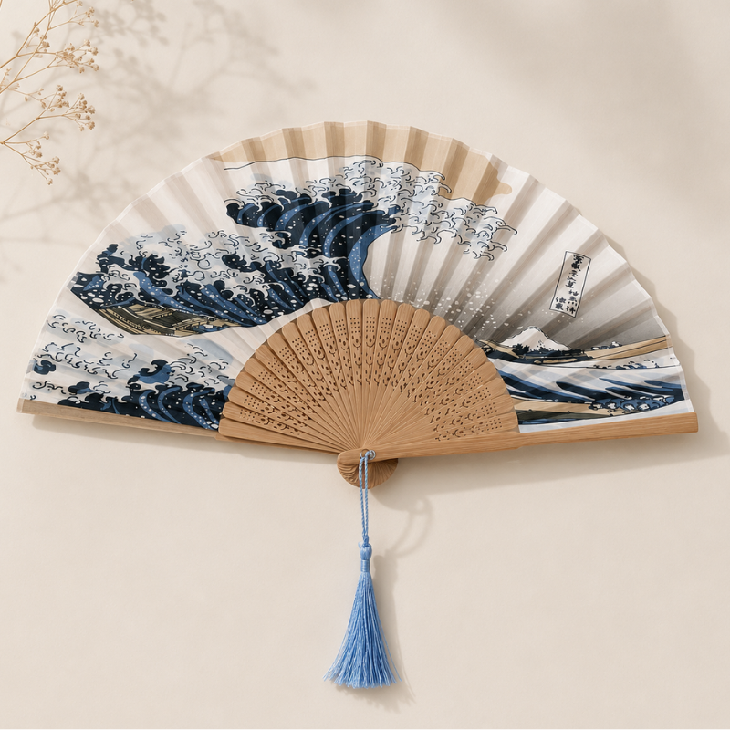 Éventail japonais bambou