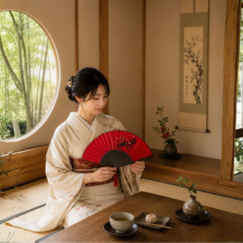 Éventail japonais bambou