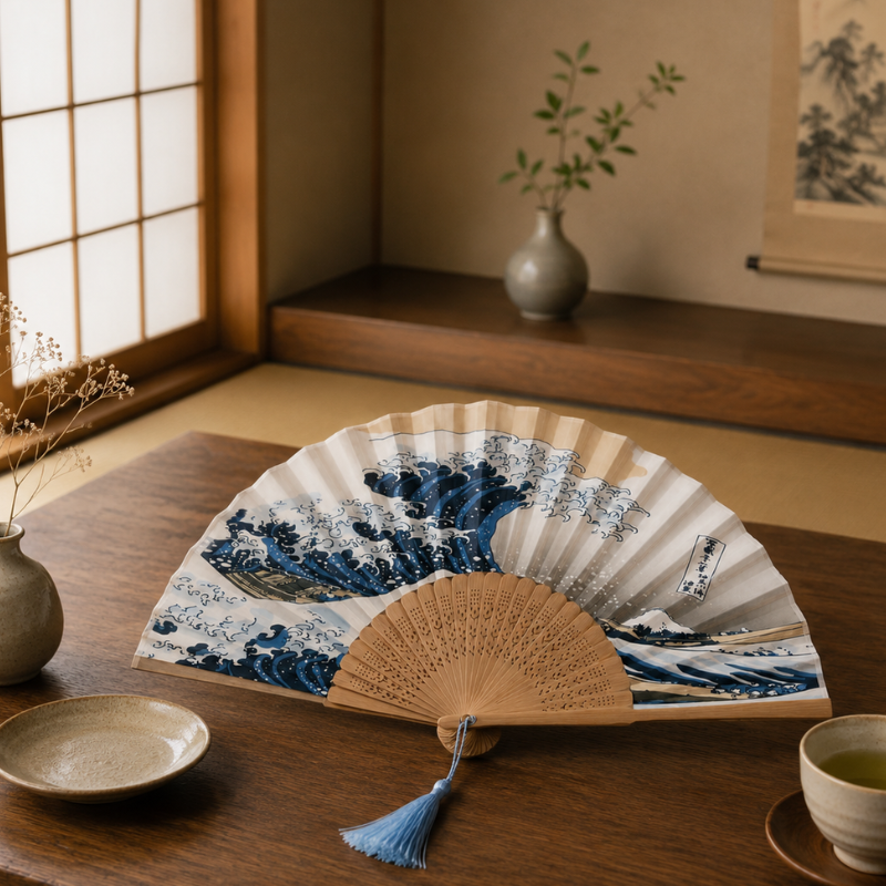 Éventail japonais bambou