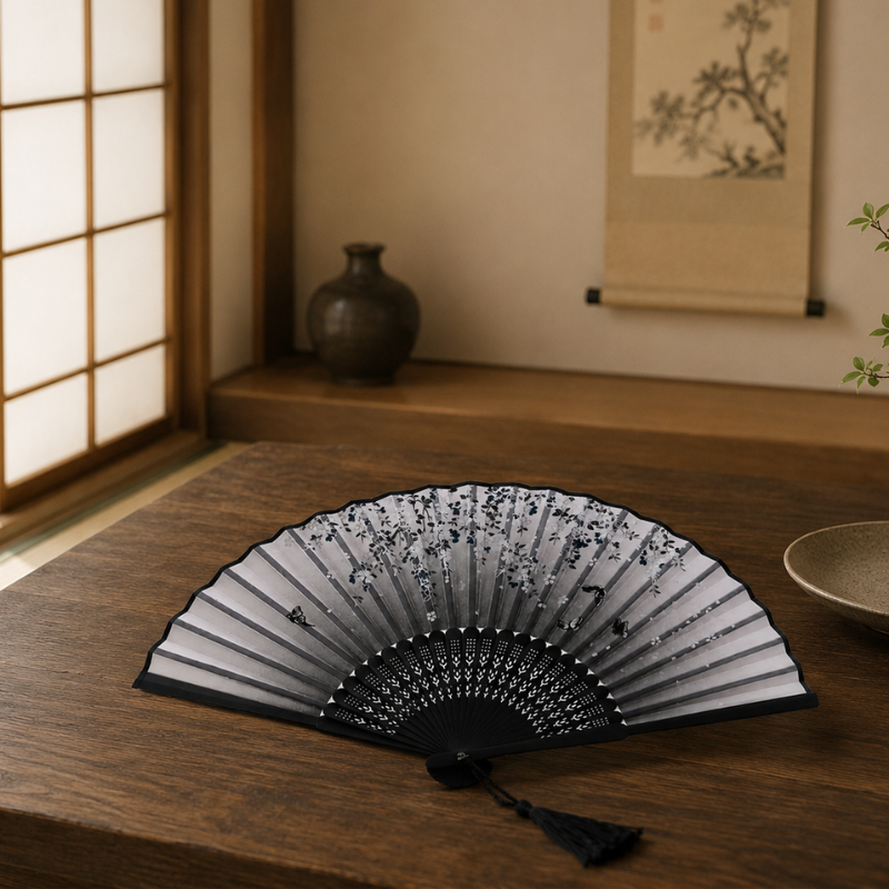 Éventail japonais bambou