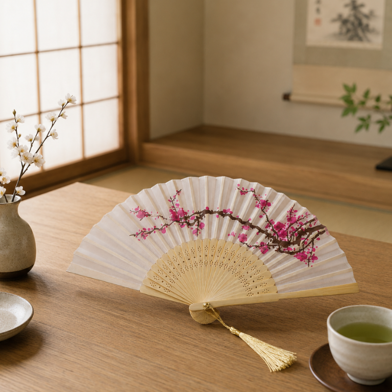 Éventail japonais bambou