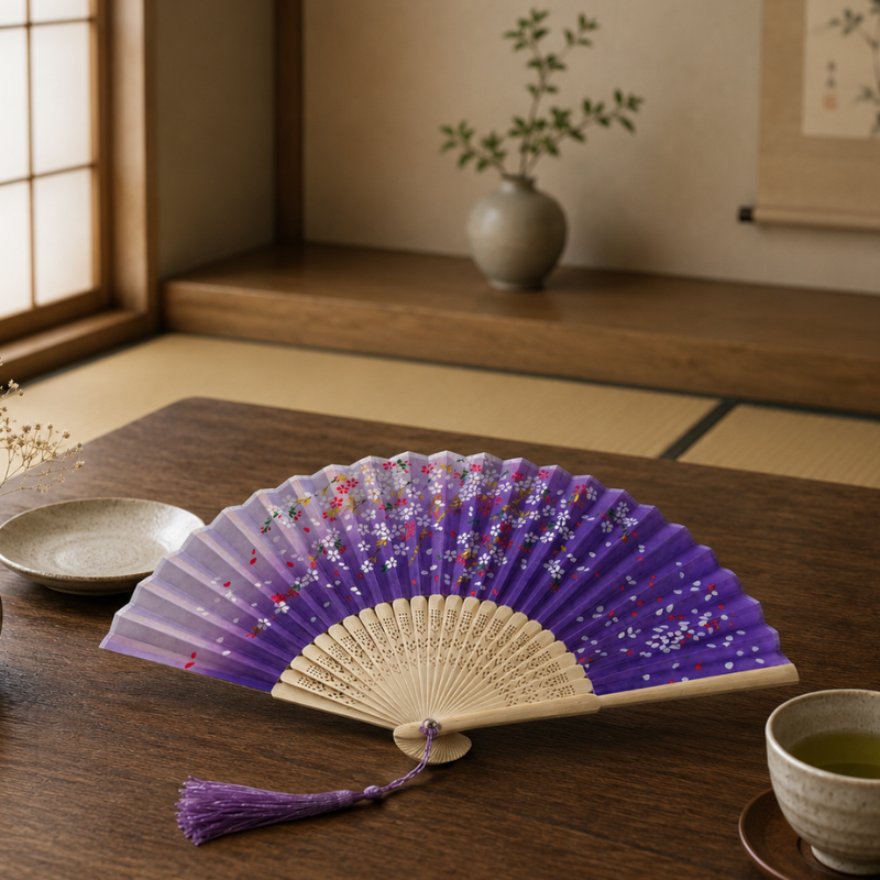 Éventail japonais bambou