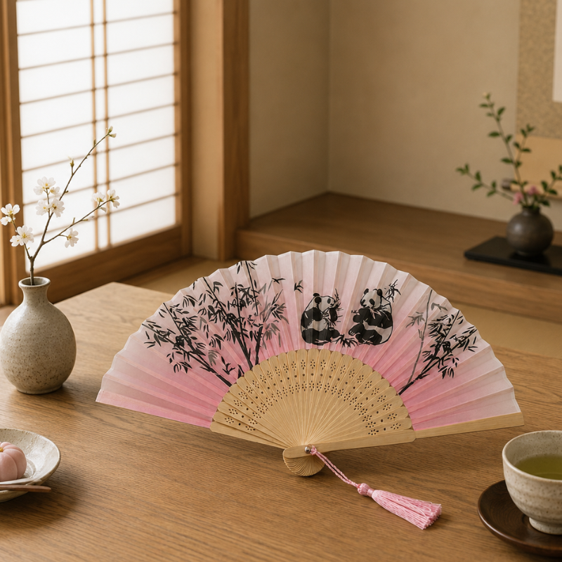 Éventail japonais bambou