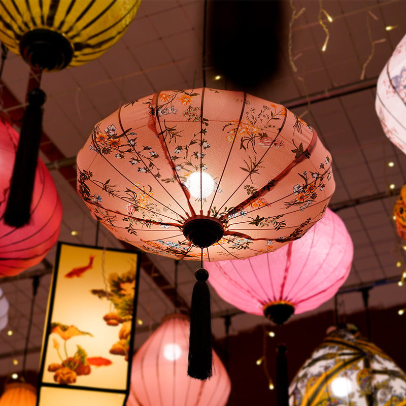 ancienne lanterne soie peinte japonais