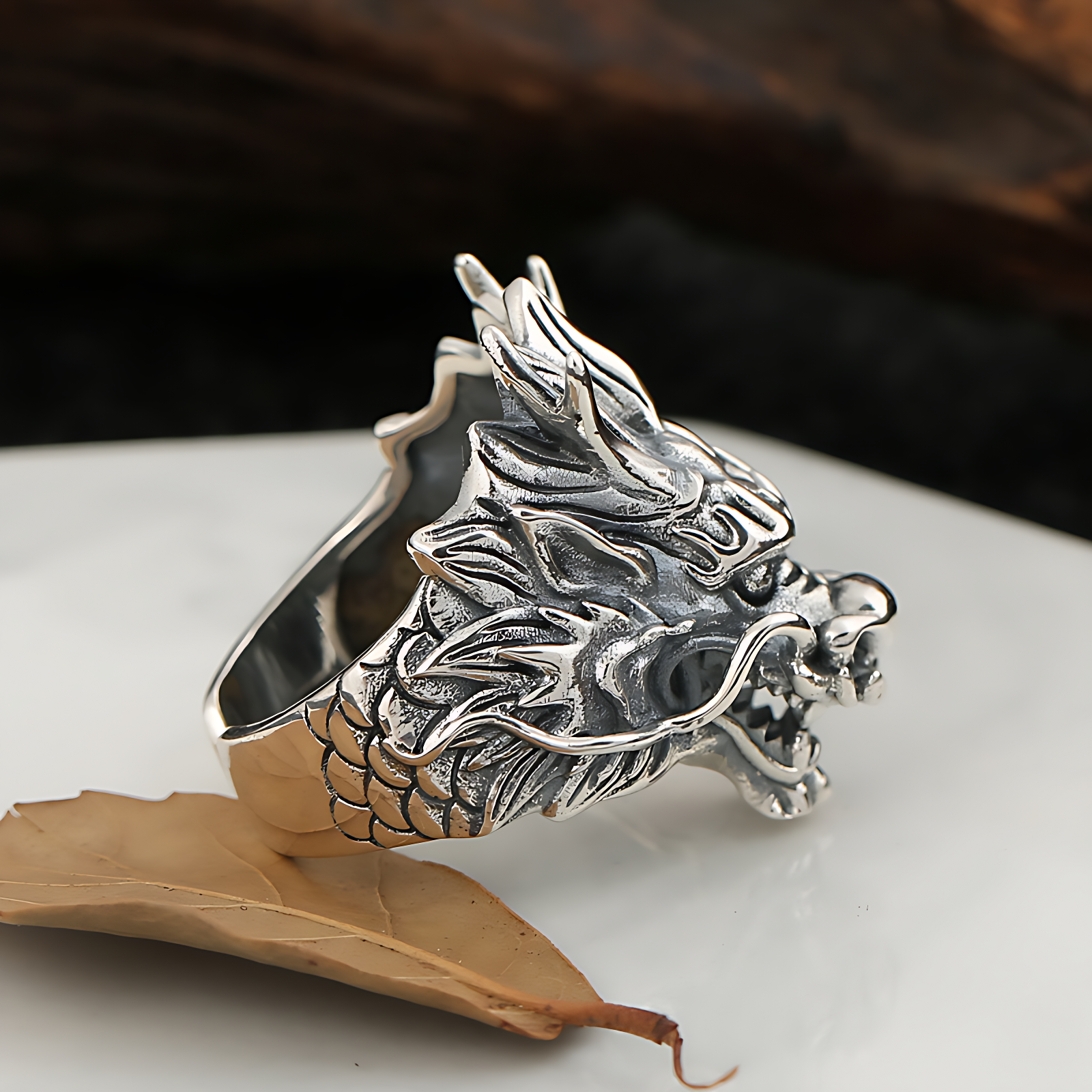Bague Tête de Dragon - Redimensionnable