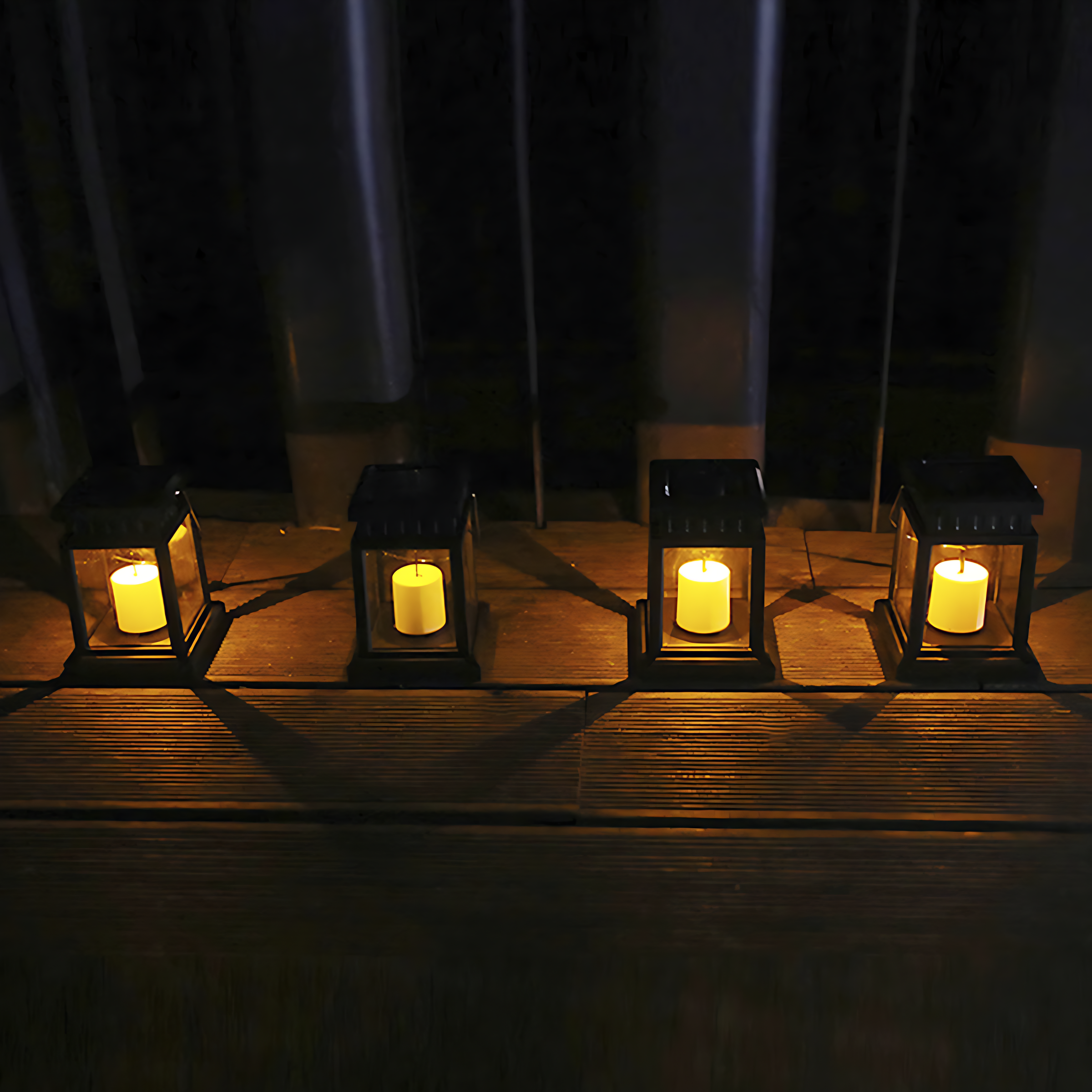 balise lanterne de jardin solaire 4 led style japonais