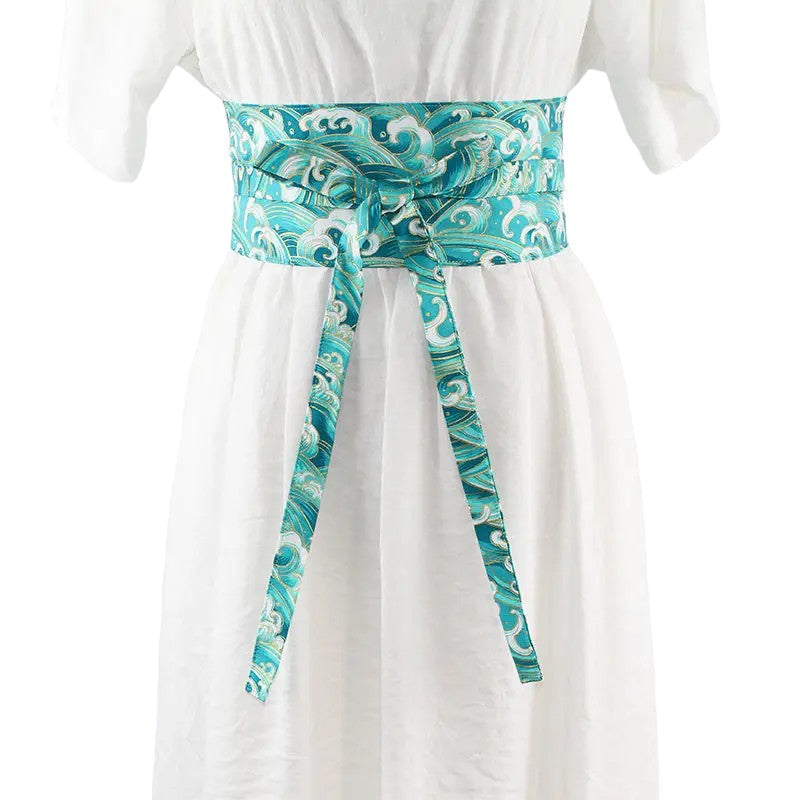 Ceinture Obi Femme Pas Cher - Cyan / 8cm