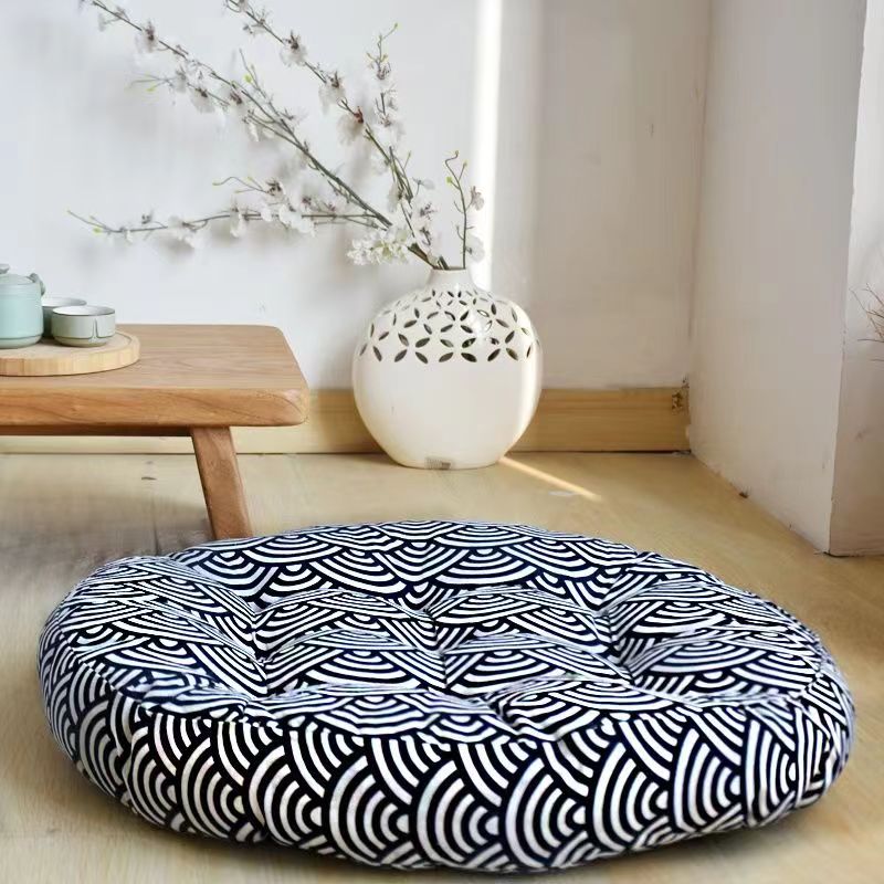 Coussin Japonais Rond ’Motif Seigaiha’