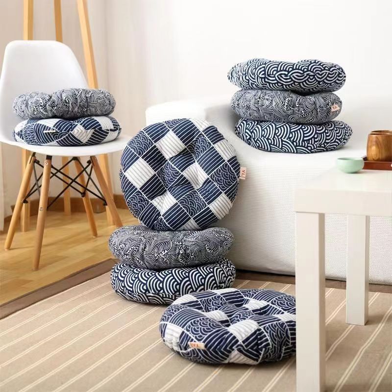 Coussin Japonais Rond ’Motif Seigaiha’