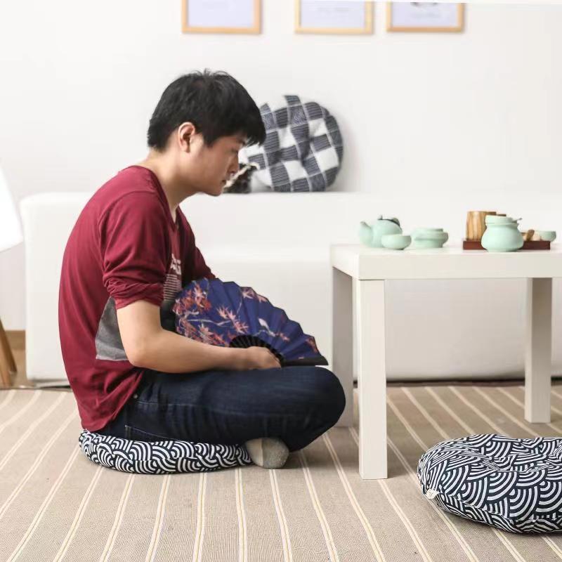 Coussin Japonais Rond ’Motif Seigaiha’