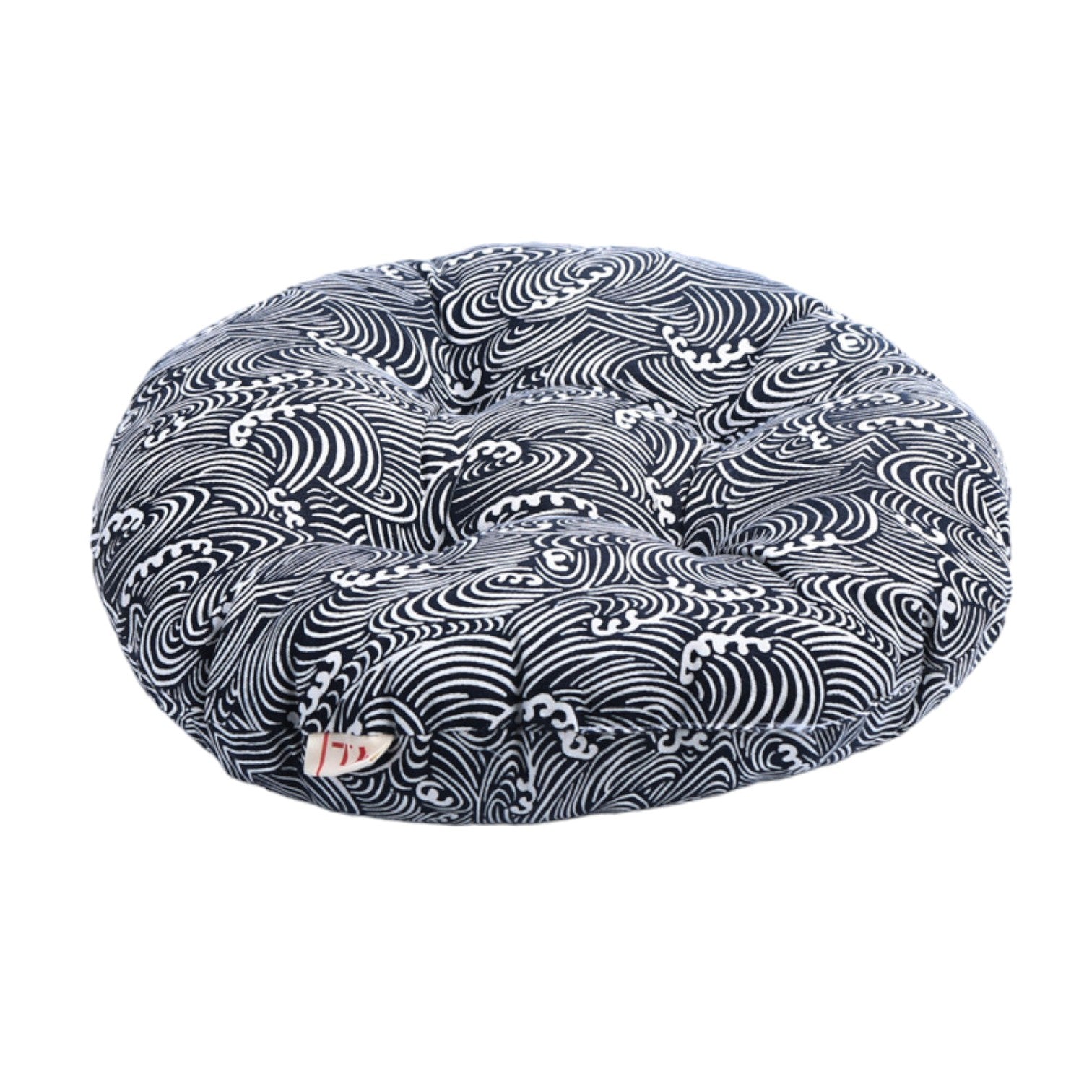 Coussin Japonais Rond ’Motif Seigaiha’ - Vague / 43cm