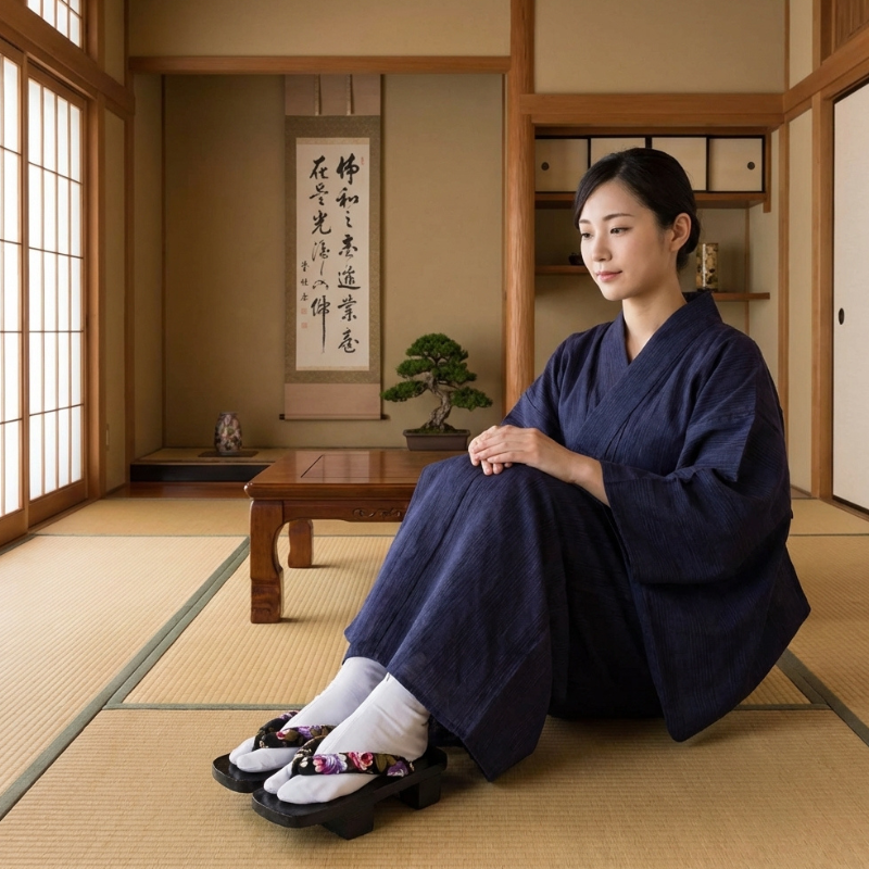 Geta japonaise femme noir