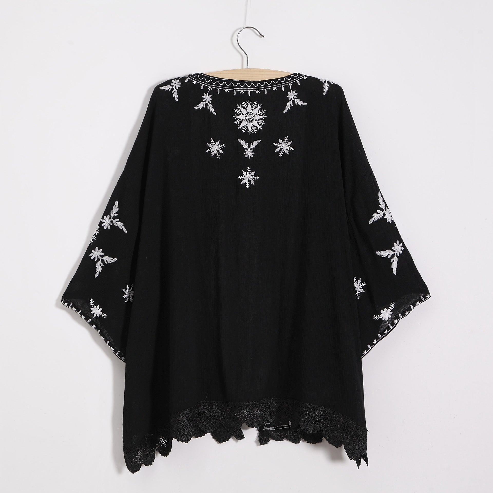 Kimono Dentelle Blanc - Noir / Taille unique