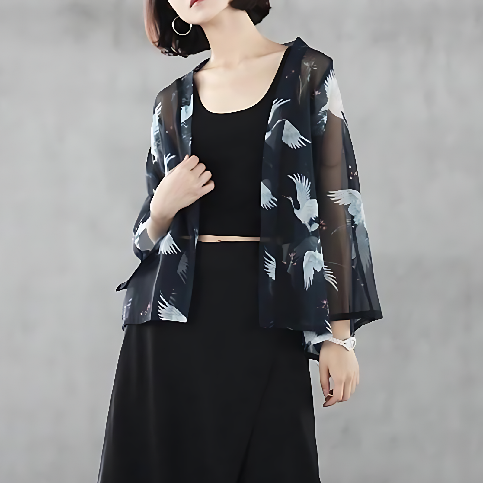 Kimono Noir Transparent Femme - Taille unique